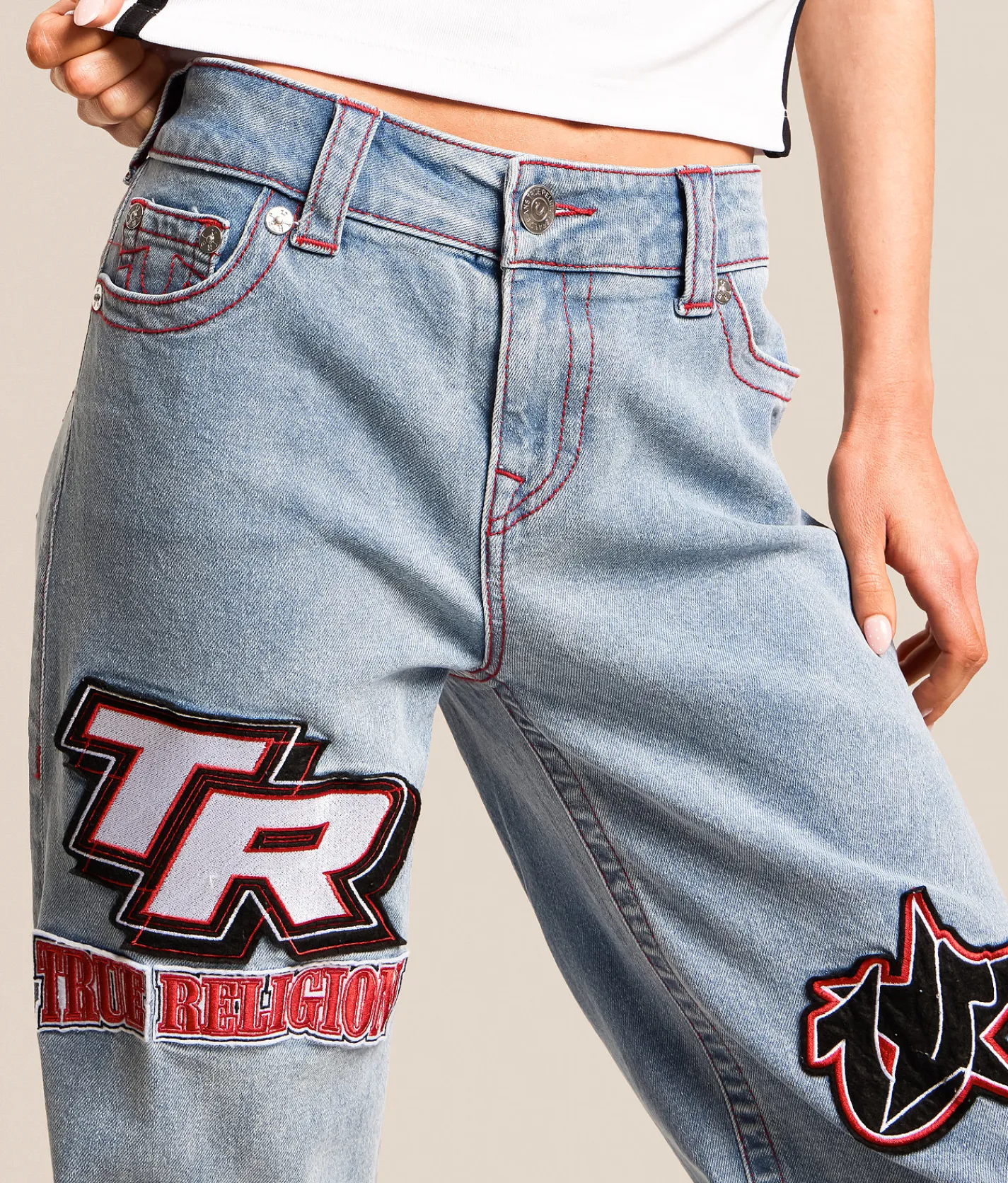 True Religion Bobbi Baggy Wide Leg Stretch Jean Horizon Henge Discount