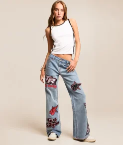 True Religion Bobbi Baggy Wide Leg Stretch Jean Horizon Henge Discount