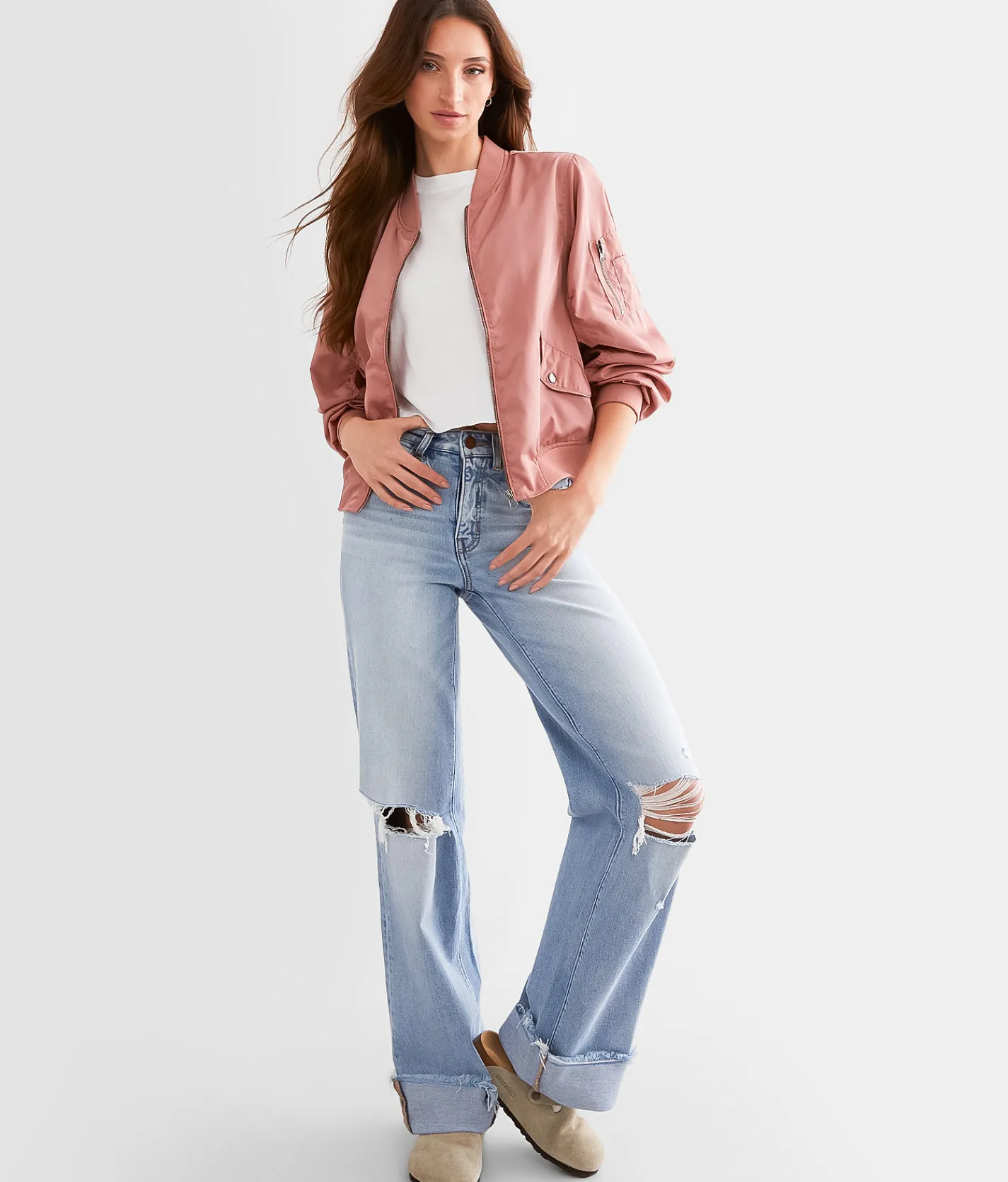 BKE Bomber Jacket Ash Rose New