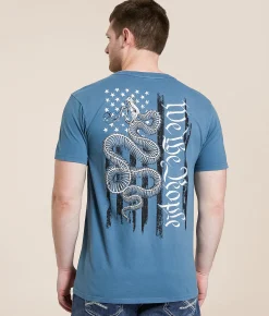 Graphic T-Shirts | Howitzer Bone Snake Flag T-Shirt Steel Blue