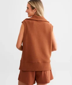 Activewear | Varley Bonnie Half Zip Tank Top Mocha Biscuit