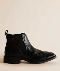 Ariat Booker Leather Chelsea Boot Satin Black Croc Print
