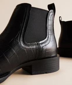 Ariat Booker Leather Chelsea Boot Satin Black Croc Print