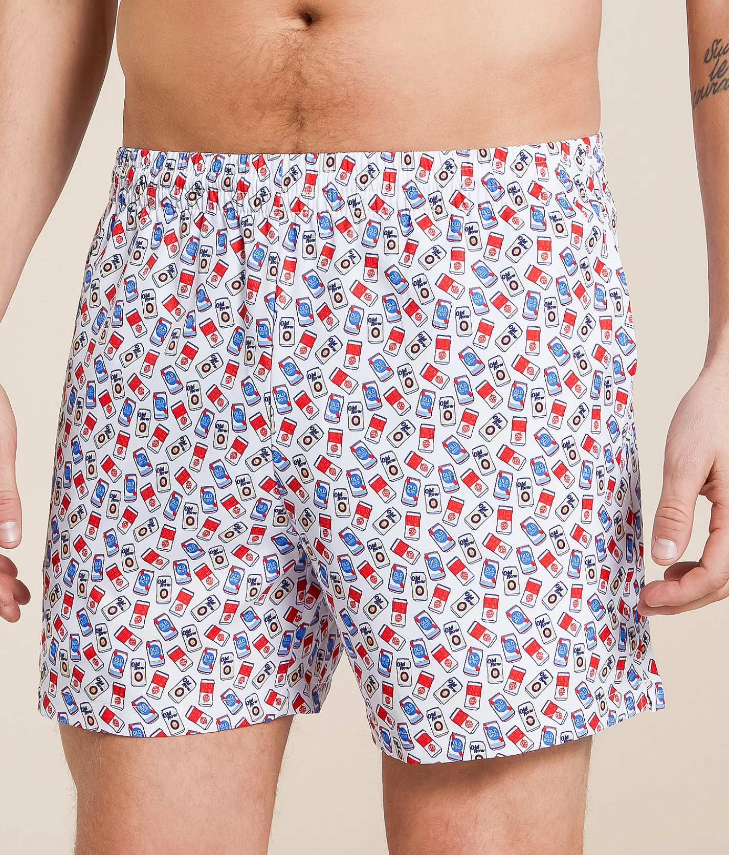 Bottoms|Swimwear | Old Row Boozy Stretch Swim Trunks White
