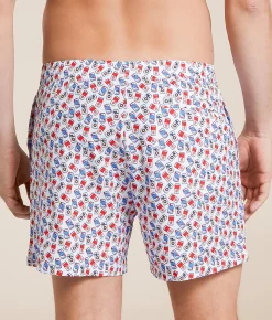 Bottoms|Swimwear | Old Row Boozy Stretch Swim Trunks White