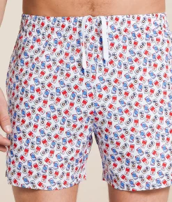 Bottoms|Swimwear | Old Row Boozy Stretch Swim Trunks White