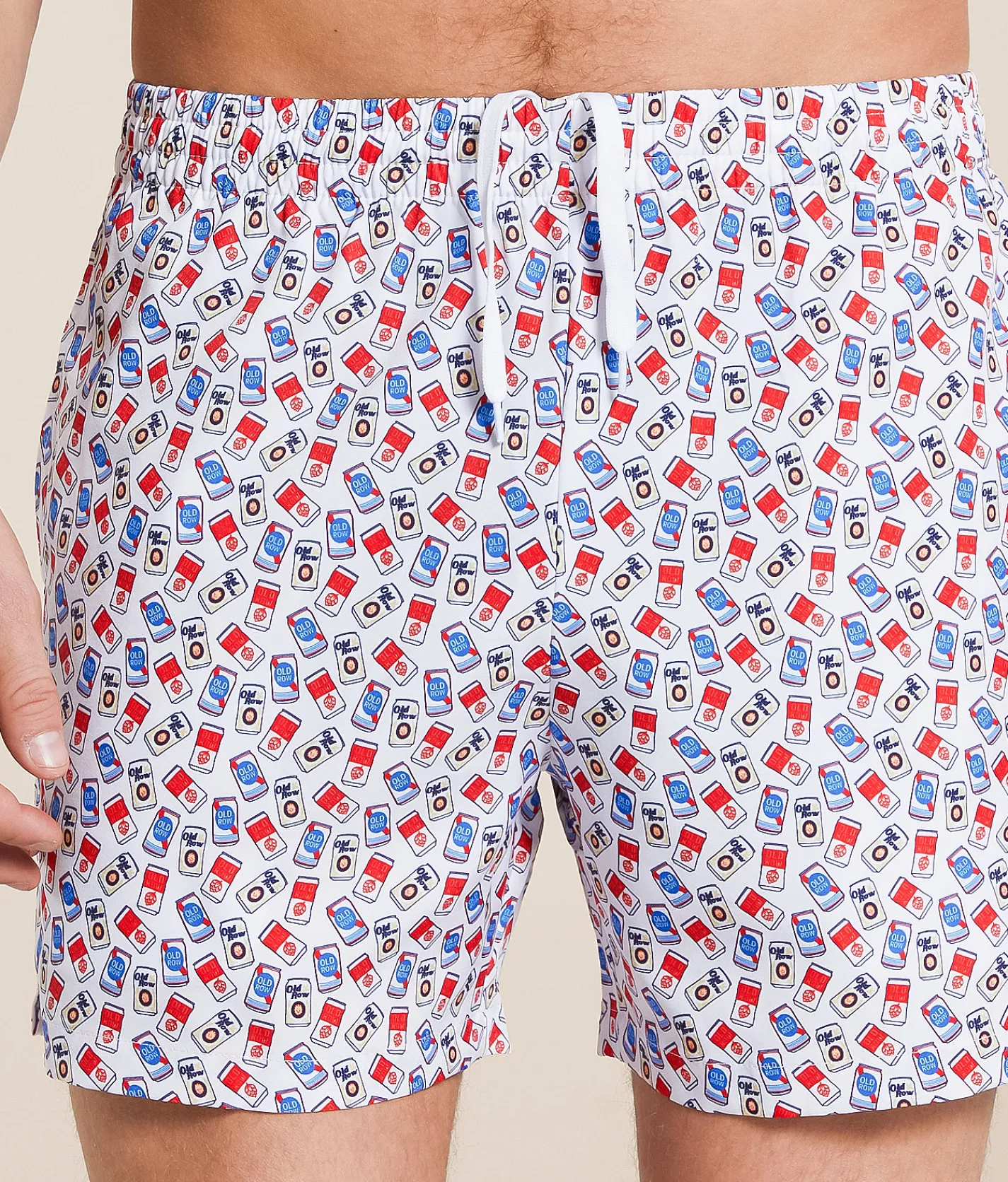 Bottoms|Swimwear | Old Row Boozy Stretch Swim Trunks White