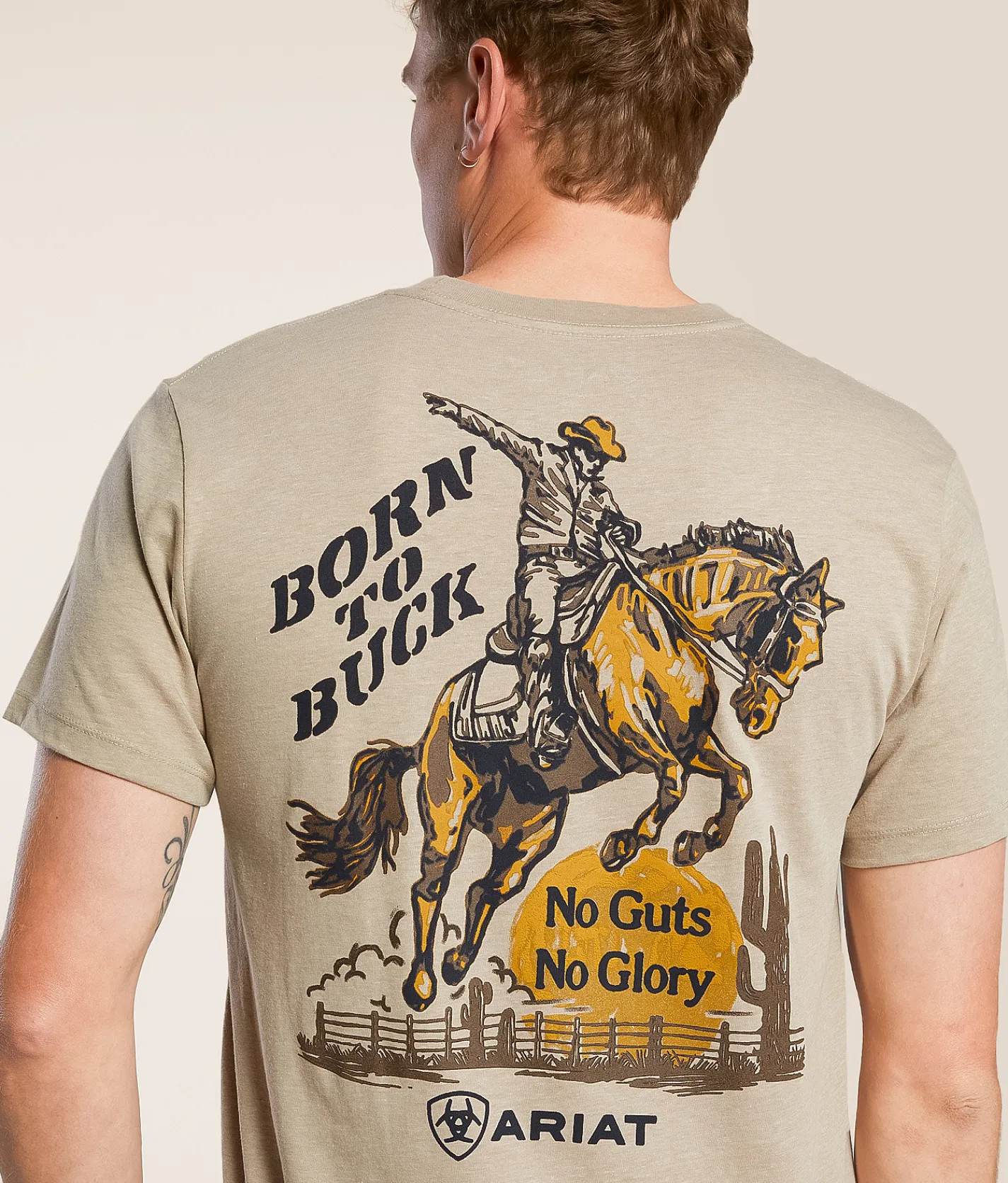 Ariat Born To Buck T-Shirt Brindle Heather New