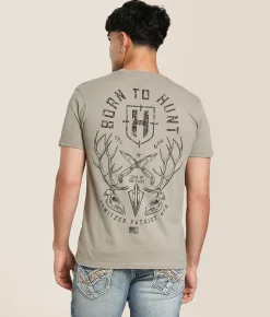 Tops|Graphic T-Shirts | Howitzer Born To Hunt T-Shirt Chinchilla