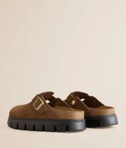 Papillio by Birkenstock® Boston Chunky Leather Clog Dark Tea