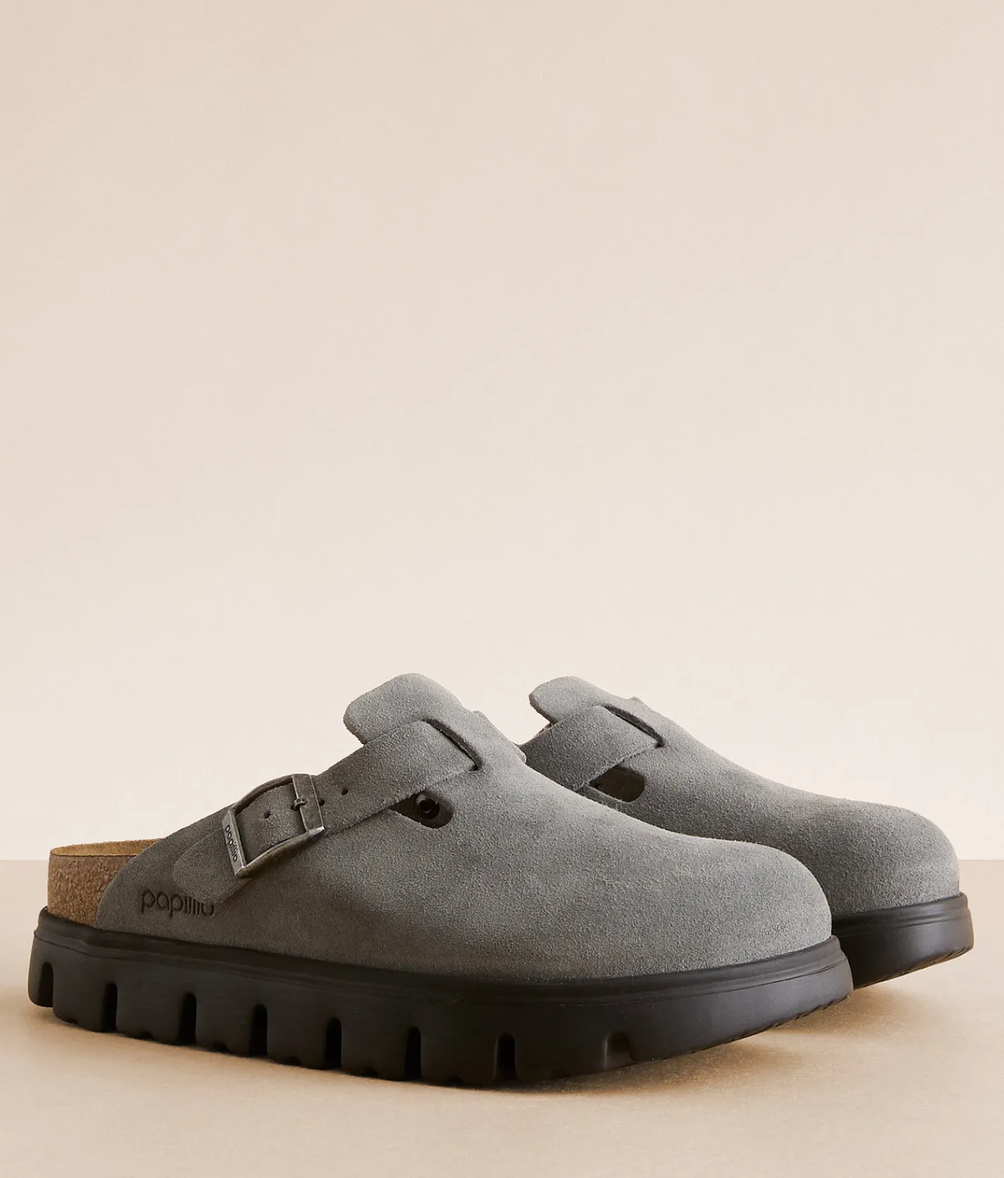 Papillio by Birkenstock® Boston Chunky Suede Clog Basalt Gray Best