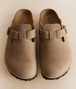 Birkenstock® Boston Soft Leather Clog Tobacco Hot