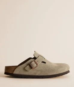 Birkenstock® Boston Soft Suede Clog Taupe