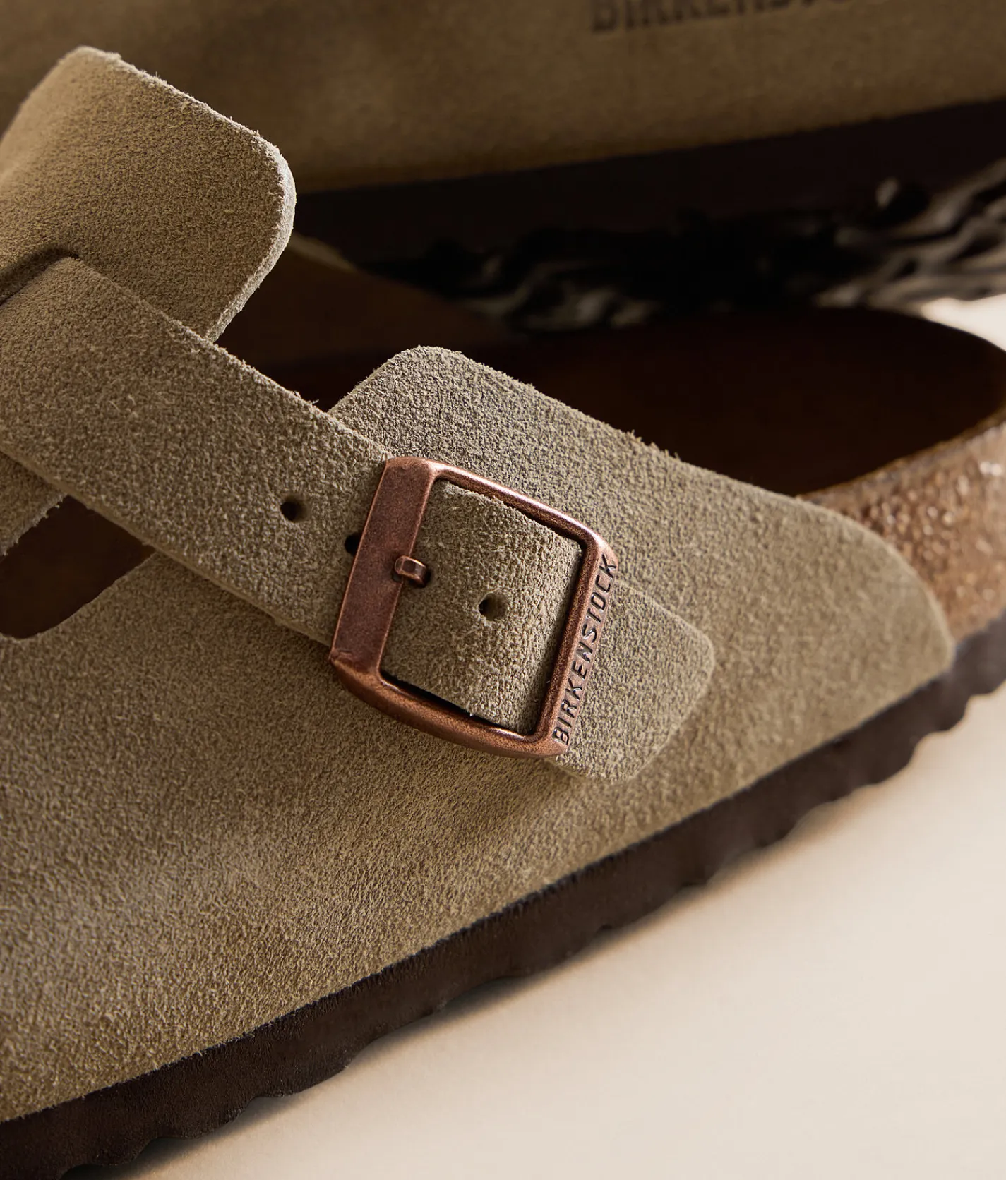 Birkenstock® Boston Soft Suede Clog Taupe