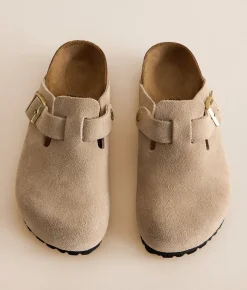 Birkenstock& #174 Boston Suede Clog Sandcastle New