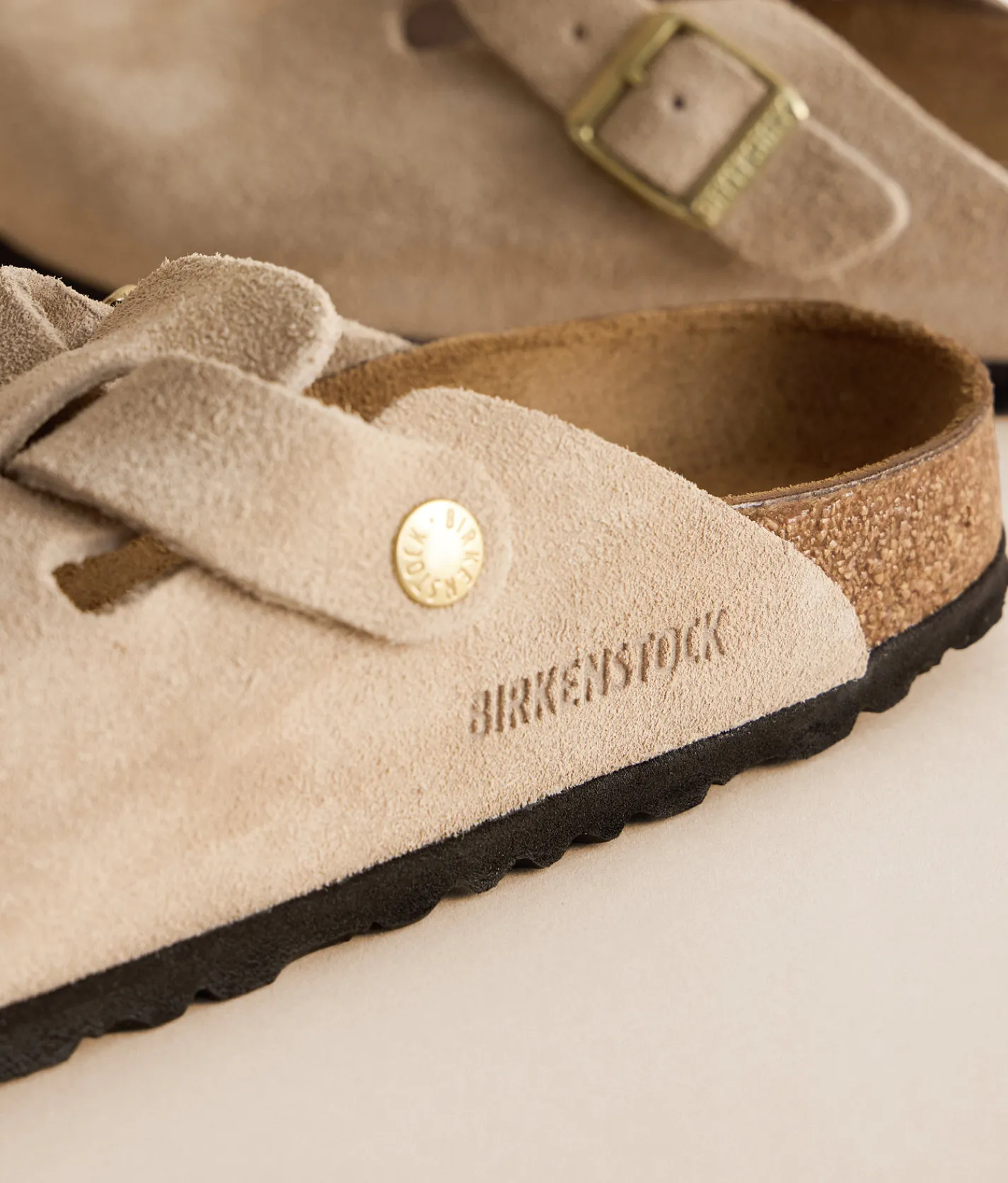 Birkenstock& #174 Boston Suede Clog Sandcastle New