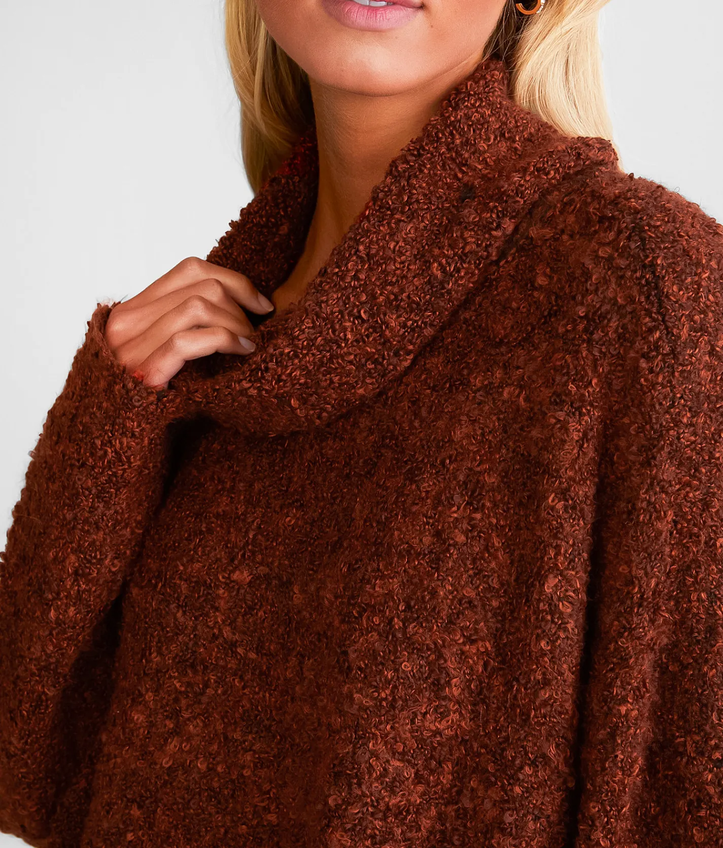 BKE Boucle Yarn Oversized Sweater Rooibos Tea Online