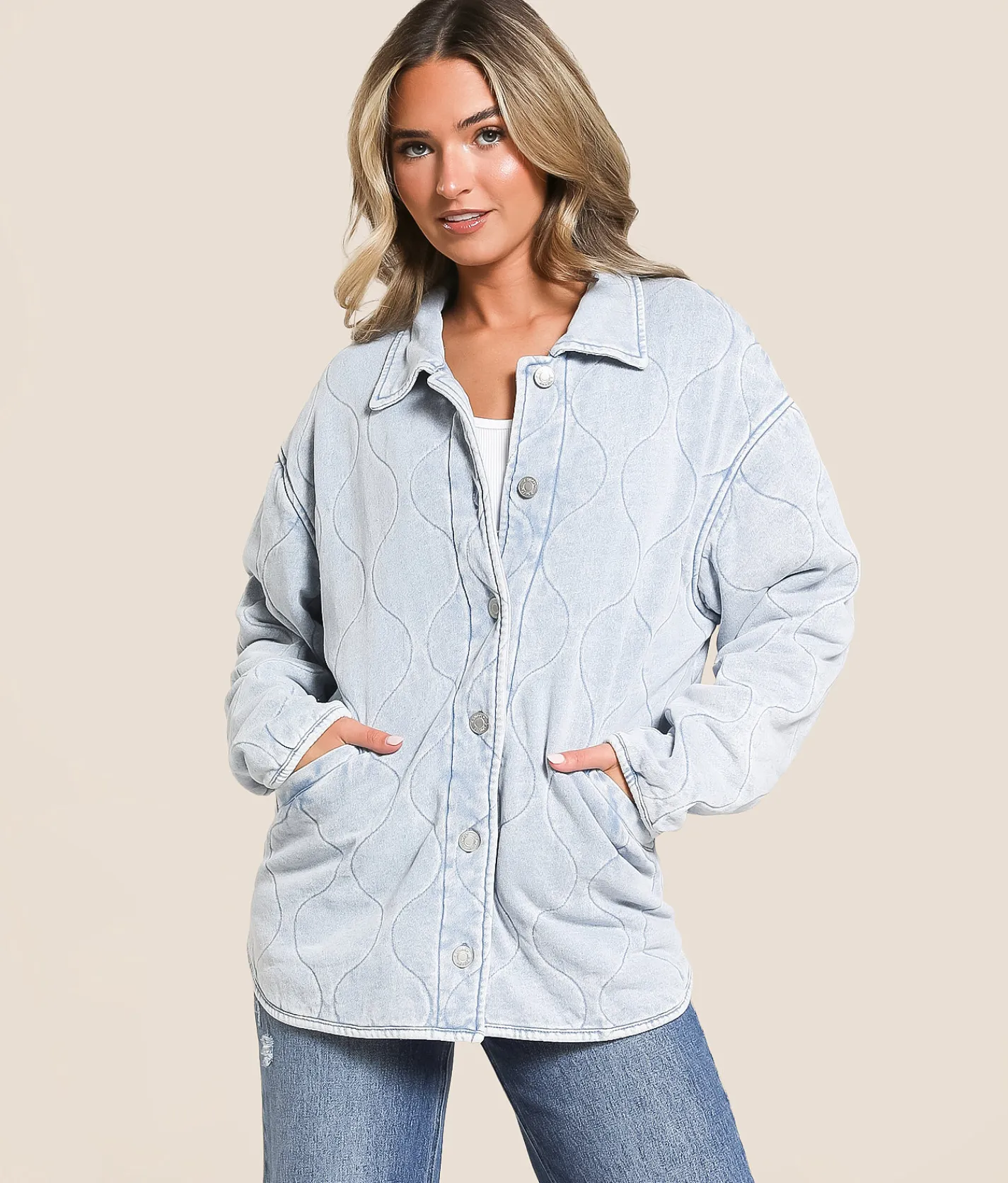 Tops|Coats & Jackets | Z Supply Boulder Quilted Knit Denim Jacket Washed Indigo
