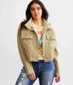 Tops|Coats & Jackets | BKE Boxy Collared Jacket Sage