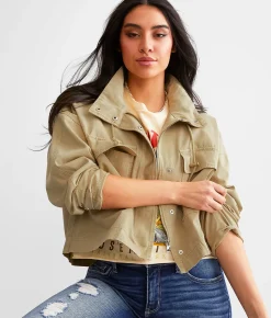 Tops|Coats & Jackets | BKE Boxy Collared Jacket Sage