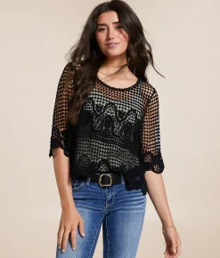 Veveret Boxy Crochet Top Cream Best