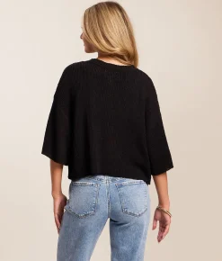 The Workshop Boxy Cropped Cardigan Sweater Black Discount