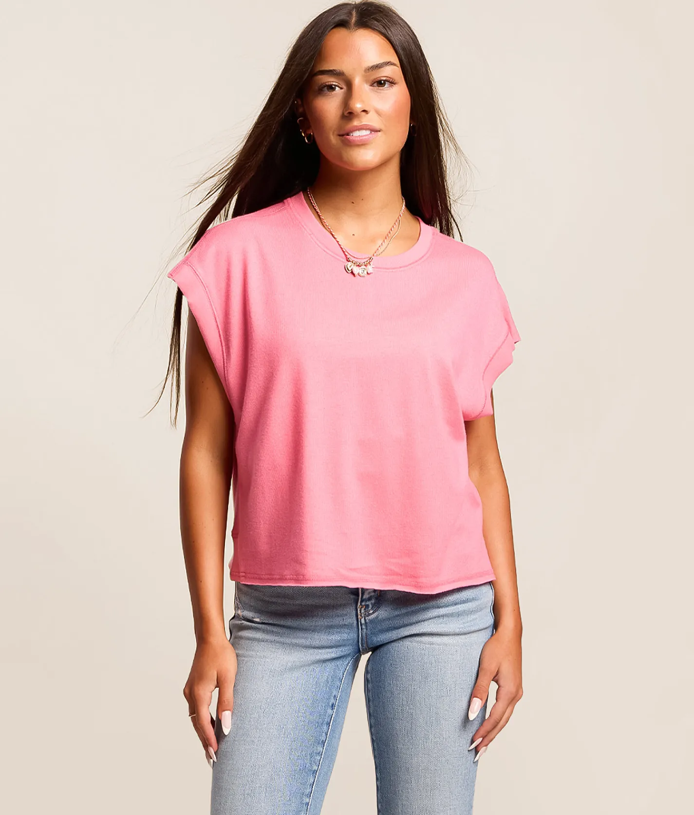 FITZ + EDDI Boxy Knit Top Neon Pink