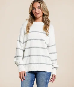 Tops | Z Supply Boyfriend Striped Sweater White