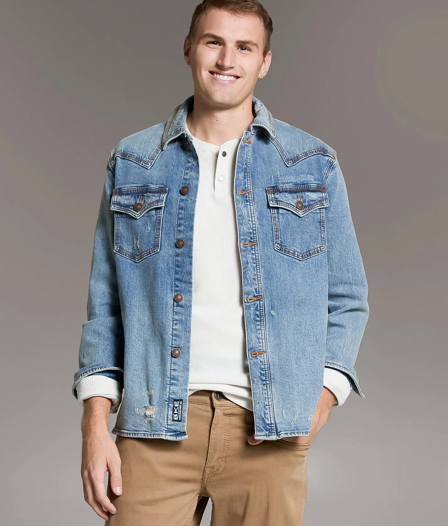 Coats & Jackets | BKE Bradley Denim Stretch Shacket Tate