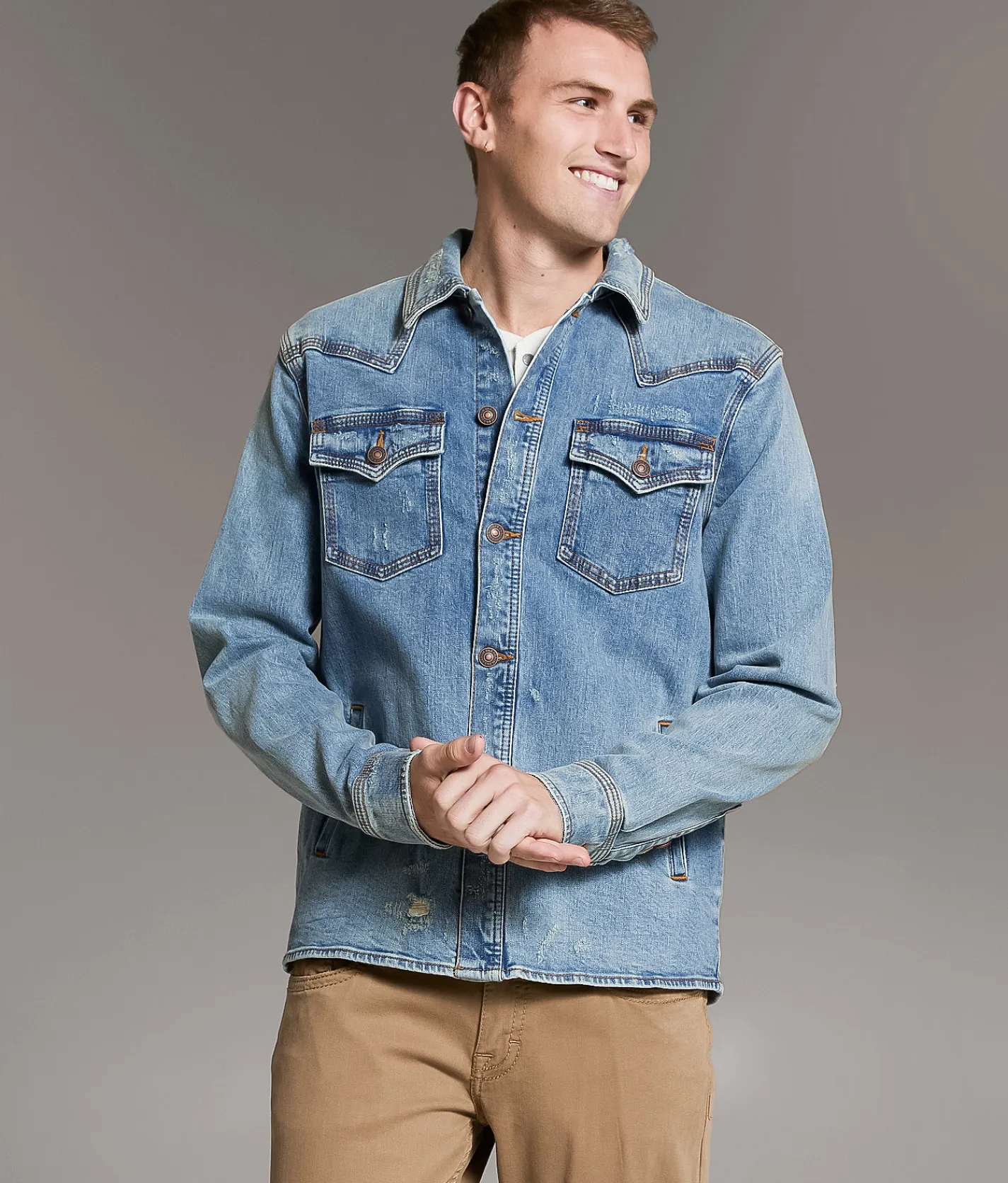 Coats & Jackets | BKE Bradley Denim Stretch Shacket Tate