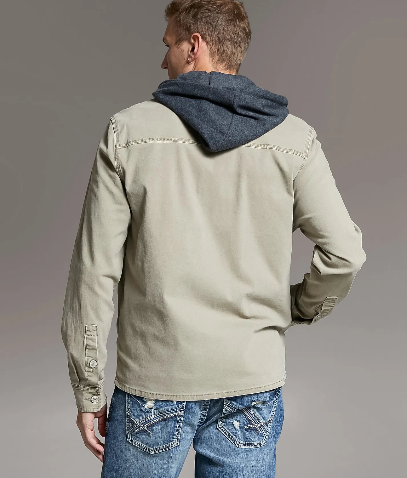Tops|Coats & Jackets | BKE Bradley Hooded Denim Stretch Shacket Sage