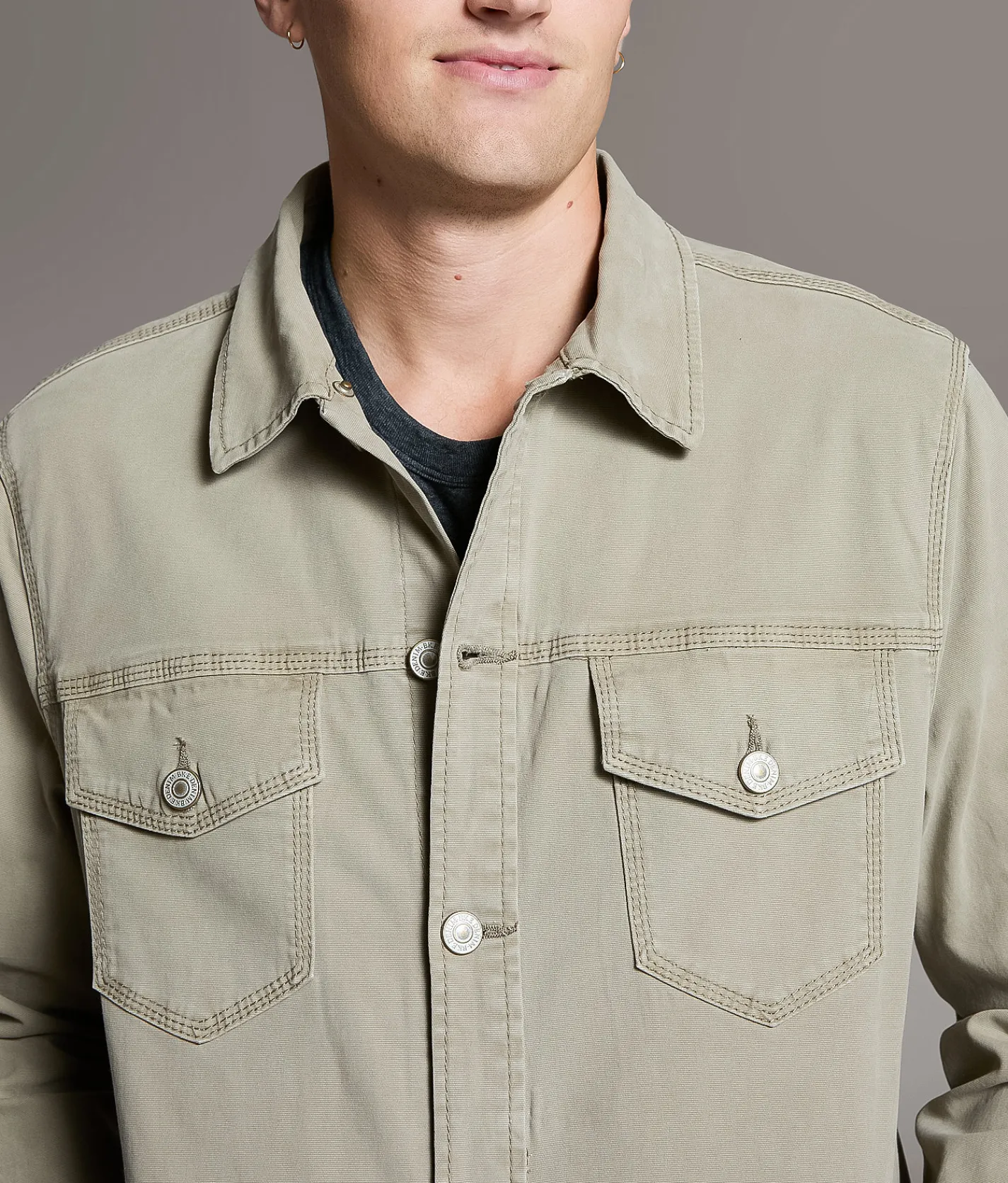 Tops|Coats & Jackets | BKE Bradley Hooded Denim Stretch Shacket Sage