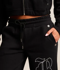 Bottoms | True Religion Branded Applique Wide Leg Pant Jet Black