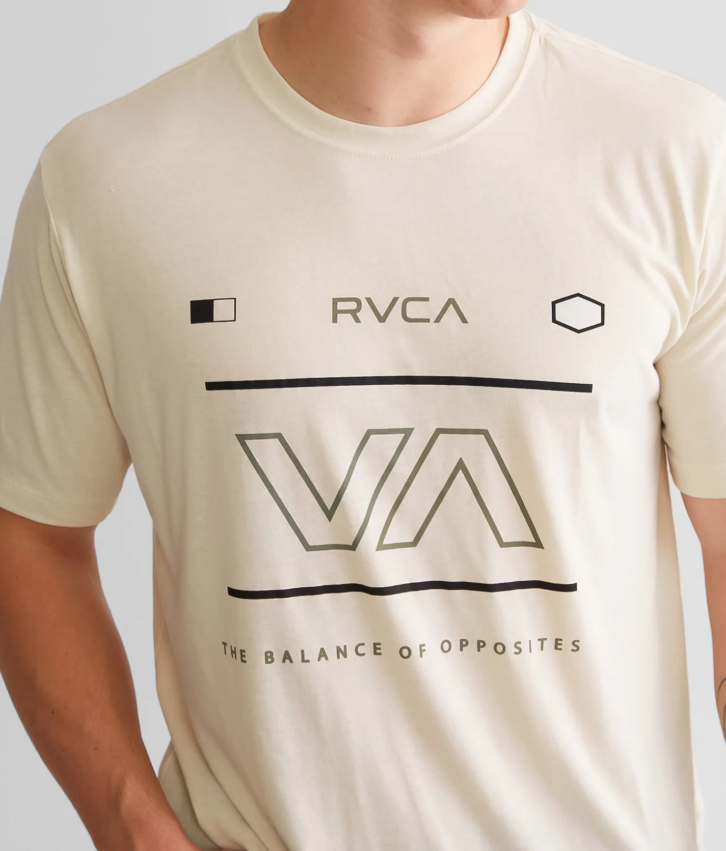 Graphic T-Shirts | RVCA Brand Frame Sport T-Shirt Silver Bleach