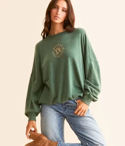 Tops | Modish Rebel Broken Heart Pullover Trekking Green