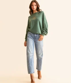 Tops | Modish Rebel Broken Heart Pullover Trekking Green