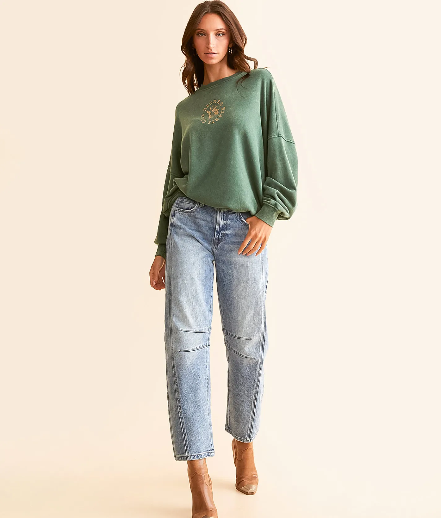 Tops | Modish Rebel Broken Heart Pullover Trekking Green