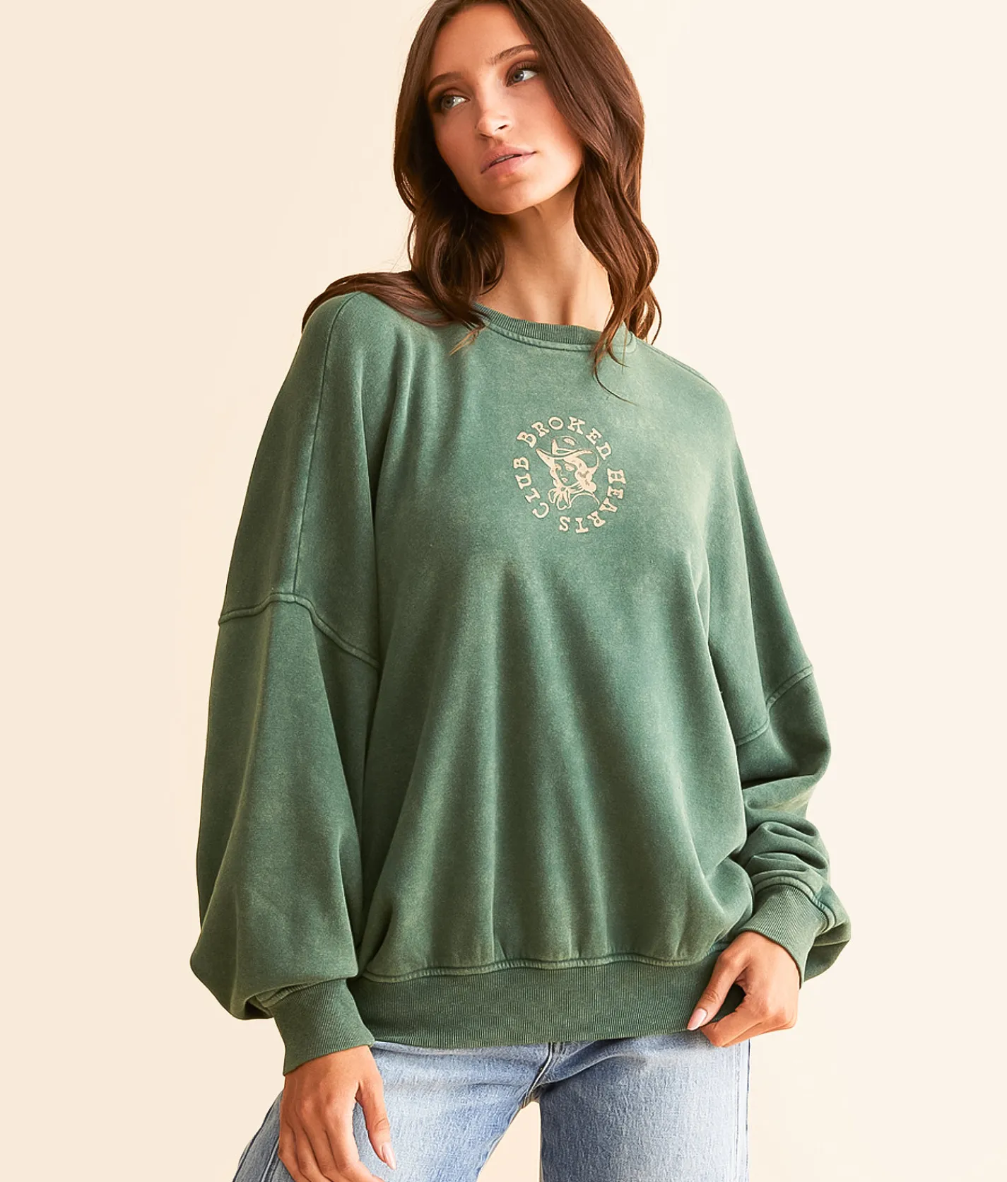 Tops | Modish Rebel Broken Heart Pullover Trekking Green