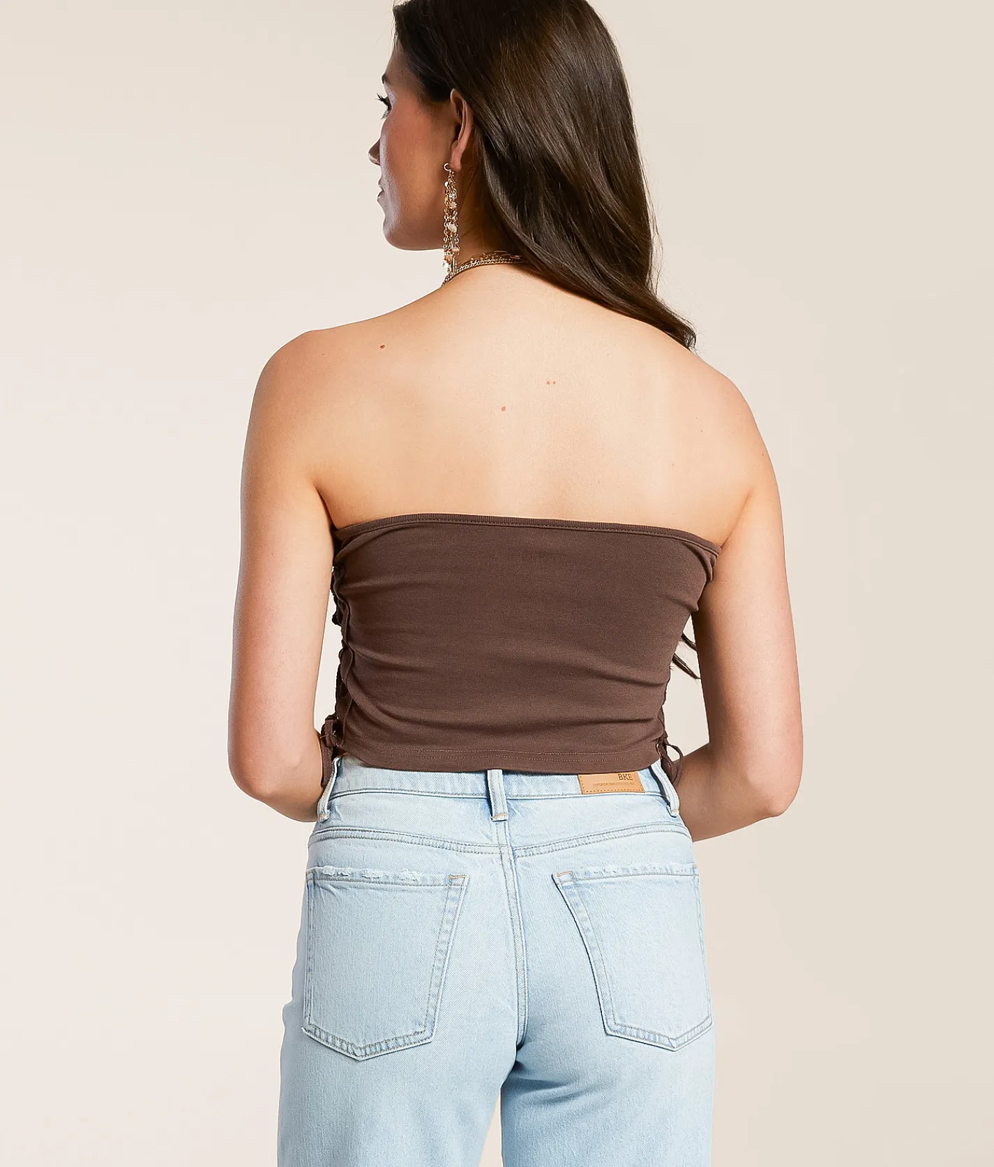 Goodie Two Sleeves Brooks & Dunn Band Tube Top Chocolate Brown Hot