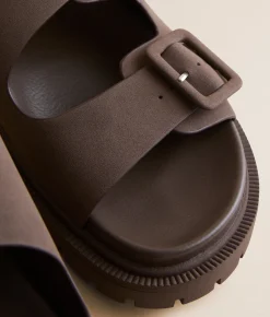 Shoes | Mia Brouklyn Big Buckle Sandal Darker Taupe