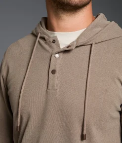 Tops | Outpost Makers Brushed Henley Hoodie Chestnut