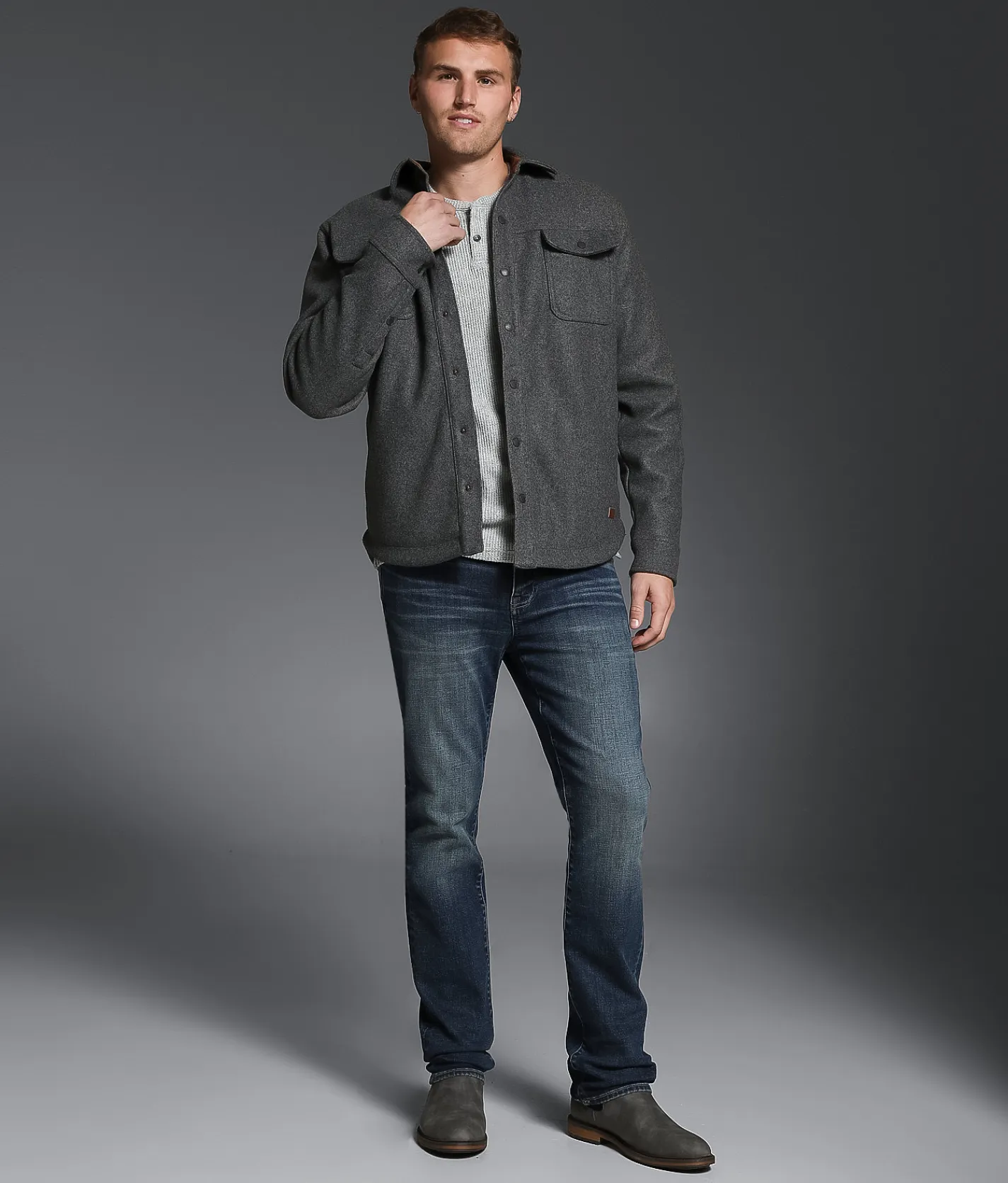 Outpost Makers Brushed Knit Shacket Charcoal Clearance
