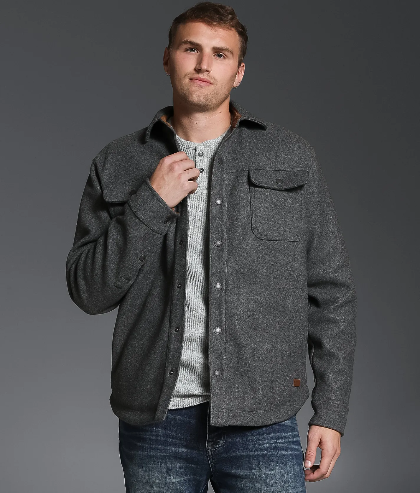 Outpost Makers Brushed Knit Shacket Charcoal Clearance