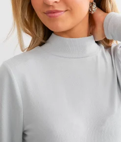 Tops | BKE Brushed Mock Neck Top Grey