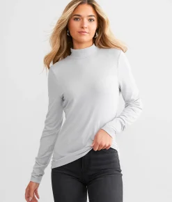 Tops | BKE Brushed Mock Neck Top Grey