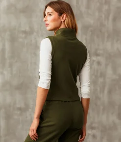 Buckle Black Brushed Mock Neck Vest Olive Clearance