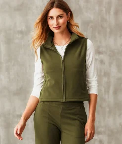 Buckle Black Brushed Mock Neck Vest Olive Clearance