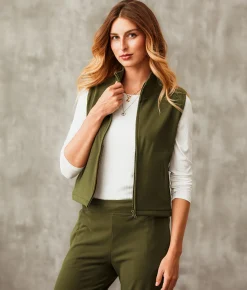Buckle Black Brushed Mock Neck Vest Olive Clearance