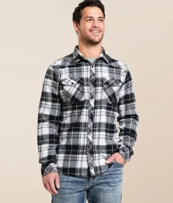 Reclaim Brushed Plaid Athletic Shirt Black White Clearance