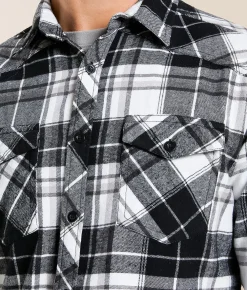 Reclaim Brushed Plaid Athletic Shirt Black White Clearance